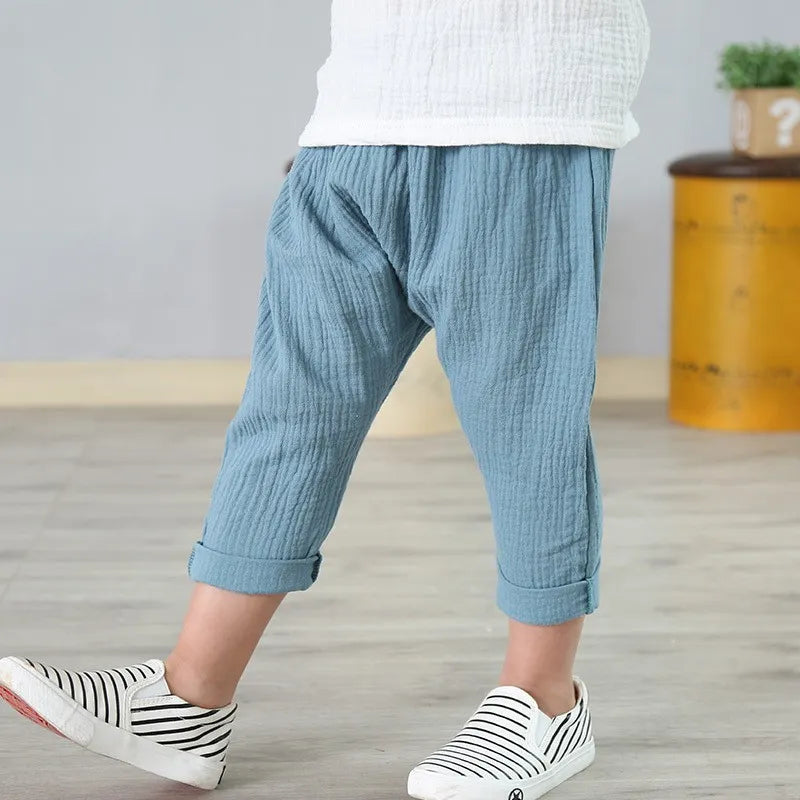 Solid Color Linen Children Pants