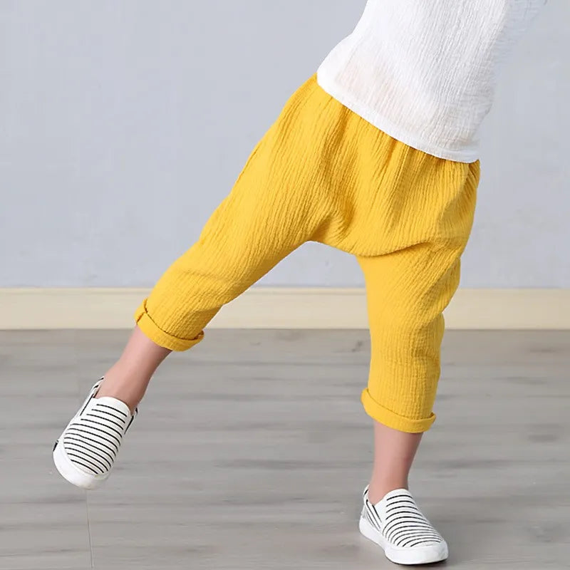 Solid Color Linen Children Pants