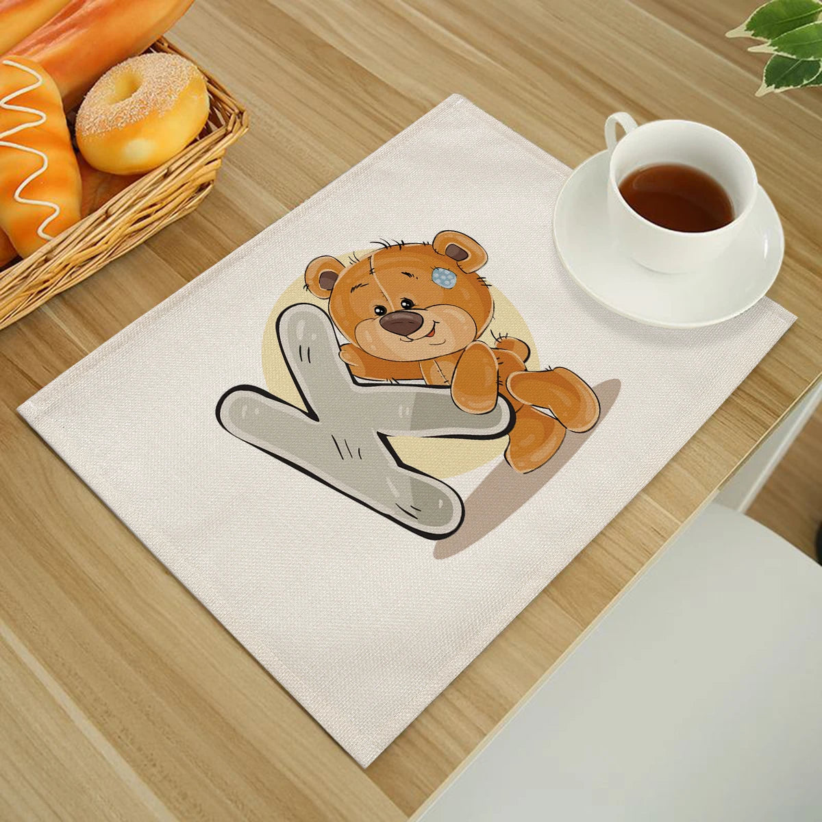 A-Z Print Cotton Linen Table Mats