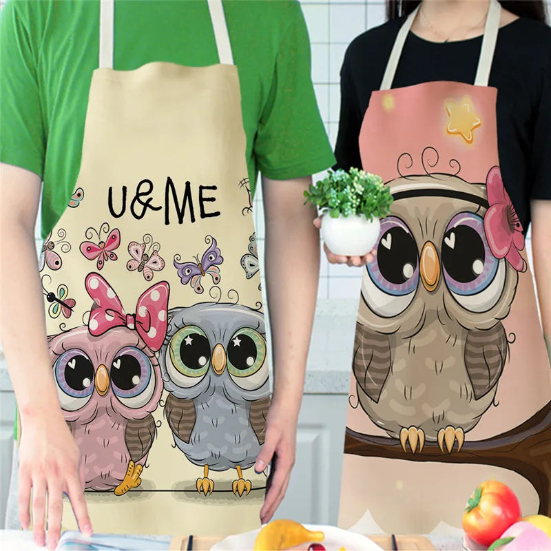 Owl Pattern Kitchen Apron