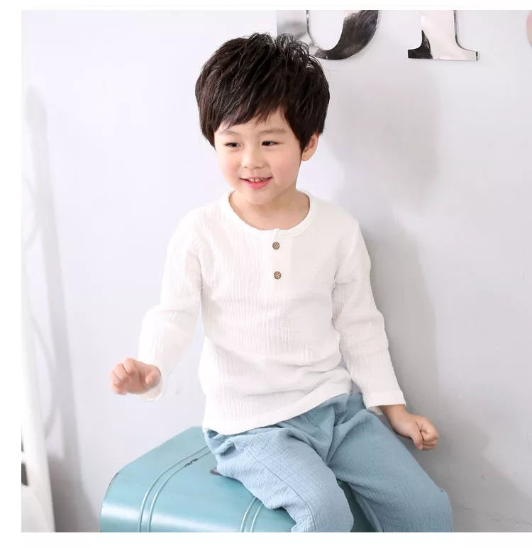 Fashion Linen Pleated Boys T-shirt