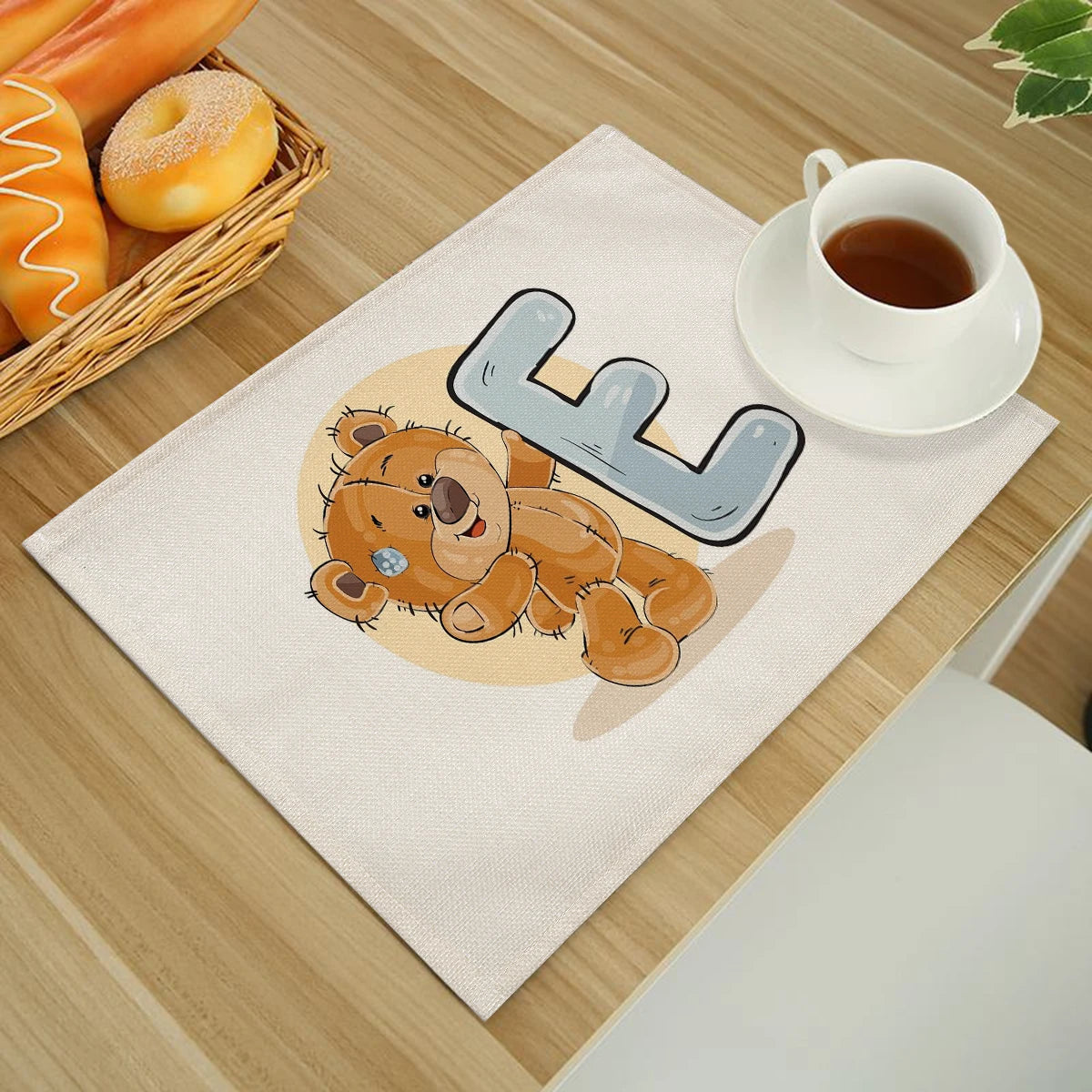 A-Z Print Cotton Linen Table Mats