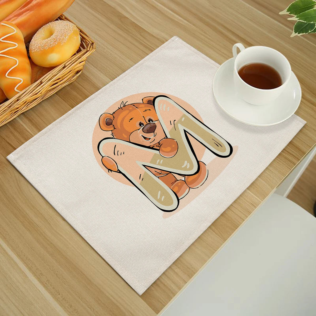 A-Z Print Cotton Linen Table Mats