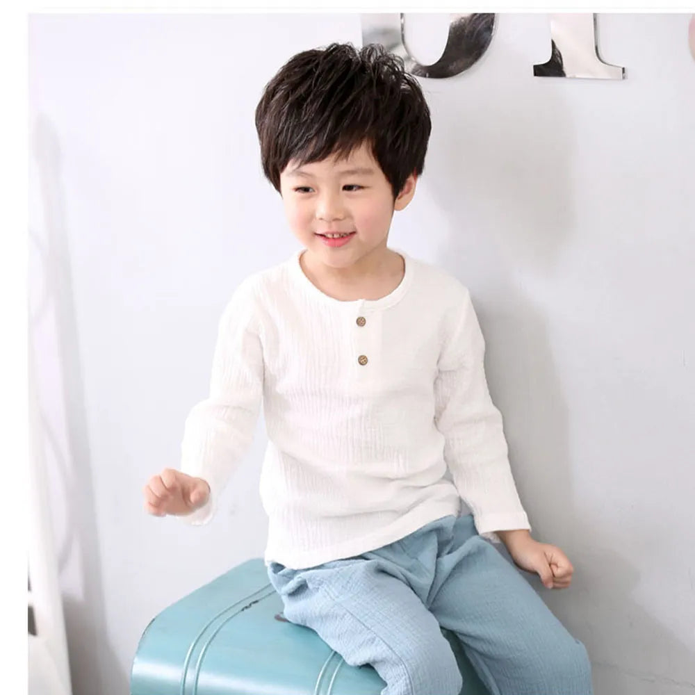 Fashion Linen Pleated Boys T-shirt