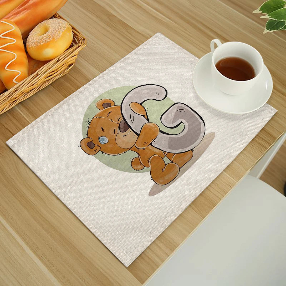 A-Z Print Cotton Linen Table Mats