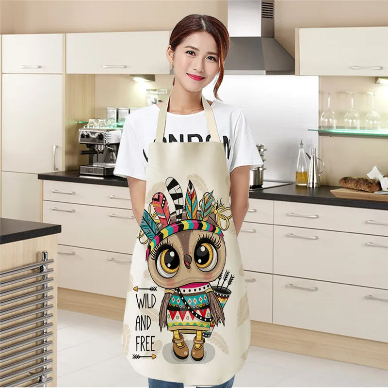 Owl Pattern Kitchen Apron