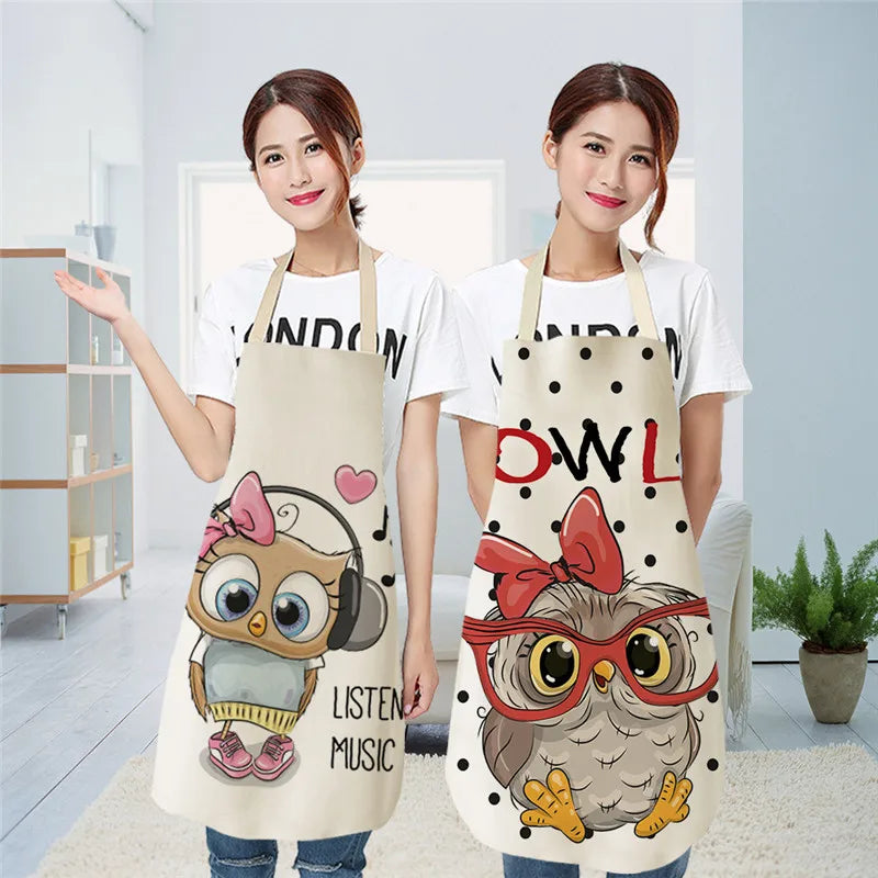 Owl Pattern Kitchen Apron