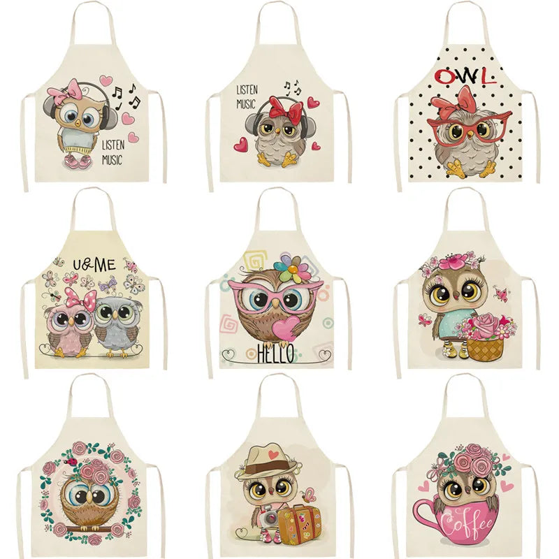 Owl Pattern Kitchen Apron