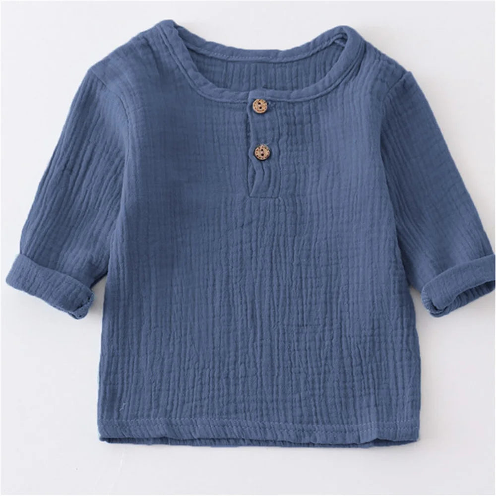 Fashion Linen Pleated Boys T-shirt