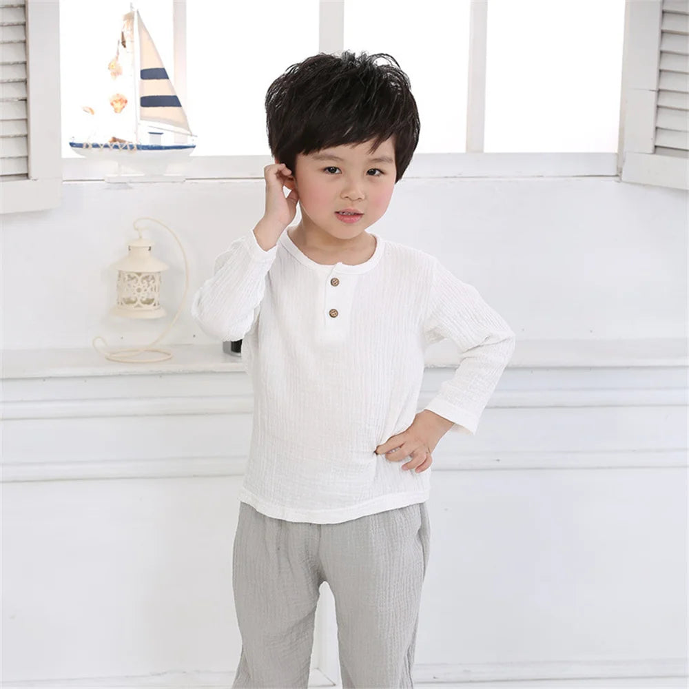 Fashion Linen Pleated Boys T-shirt