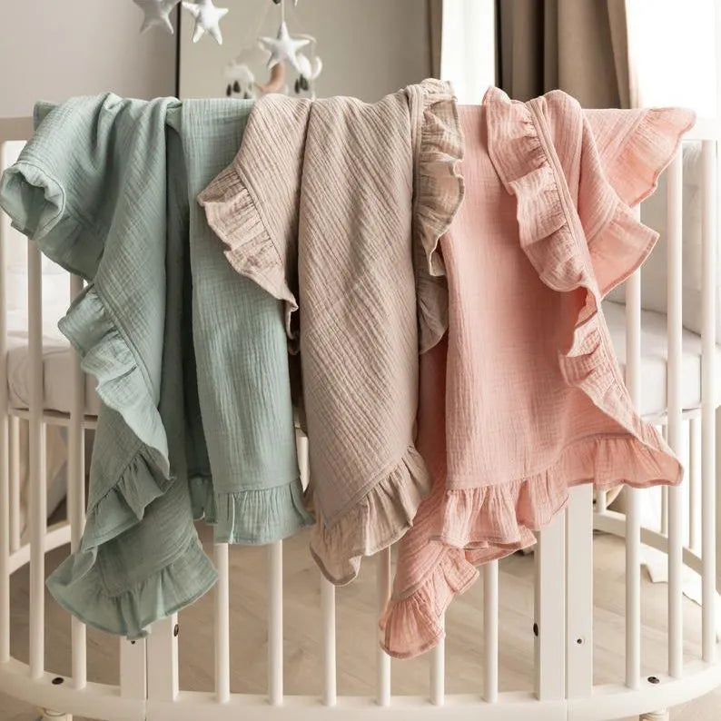 Gauze Ruffle Baby Blanket